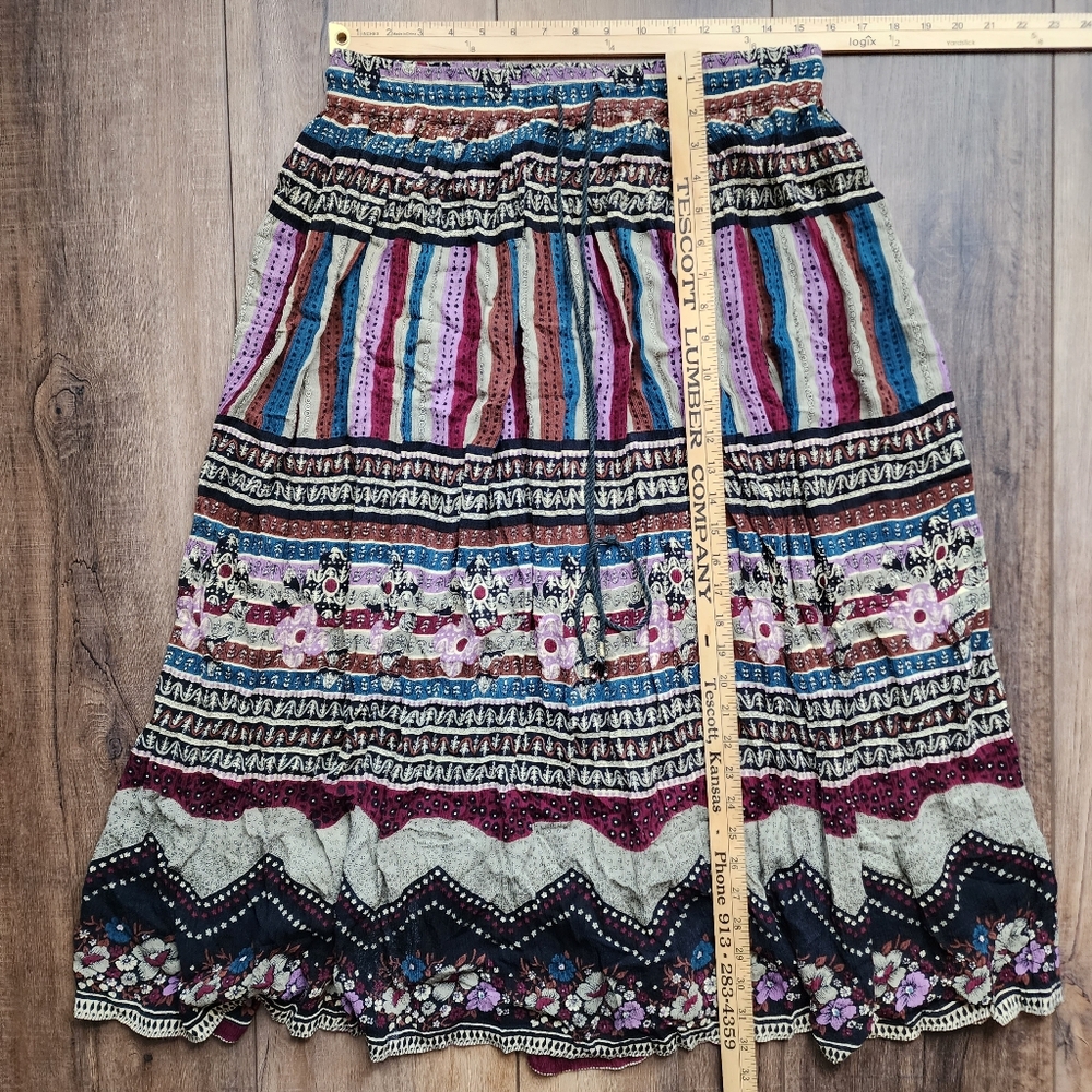 Boho Patterned Drawstring Skirt Size Large, Adjus… - image 5